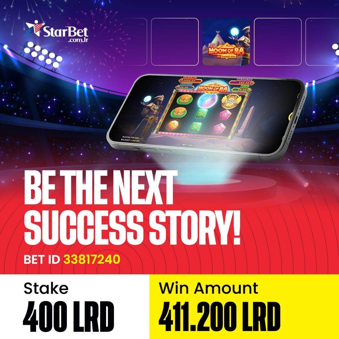 You can be the NEXT SUCCESS STORY. One of our clients this week won big by staking 400 LRD and he won 411,200 LRD. 

#Starbetliberia #Successstory