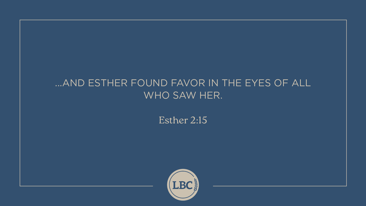 From today's Bible reading:

...And Esther found favor in the eyes of all who saw her. — Esther 2:15

#ReachTeachUnleash
#LBCScripture
#LBC_DailyWalk
#liveoutward