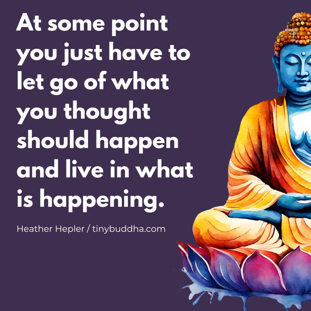 "At some point you just have to let go of what you thought should happen and live in what is happening.” ~Heather Hepler