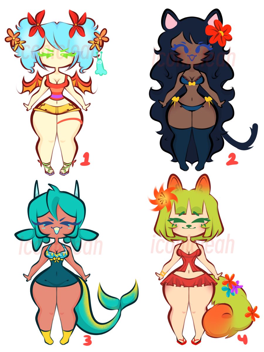 Open adopts !! Summer edition 🌺
★ 20 usd each
★ paypal, cashapp, kofi
★ No holds
