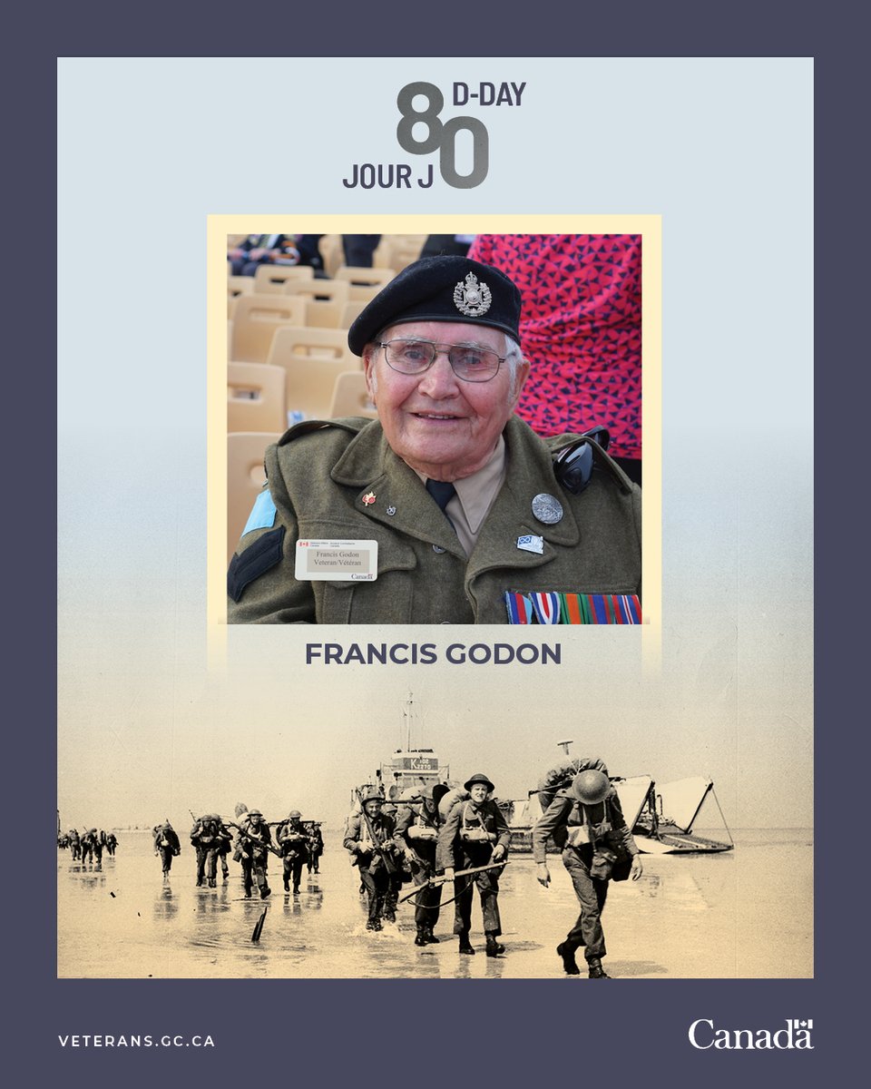 We are 26 days to D-Day 80. 

Tens of thousands of Canadians took part in the Normandy Campaign in 1944. Francis Godon was one of them. 

Learn more about the road to #DDay80: ow.ly/MK5250RBmqF 

📸: @JunoBeachCentre 

#CanadaRemembers
