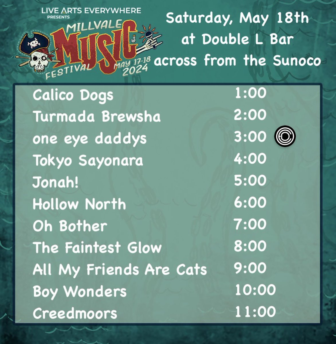 @millvale_music Next weekend! Free music! @doubleLbar is the place to be! 11 bangin’ bands! Check it out! #mmf2024 #oneeyedaddys #alternativerock #music #pittsburghmusicscene #pittsburghmusic #thingstodoinpittsburgh #Rockandroll #indierock #party #friends #supportlocalmusic