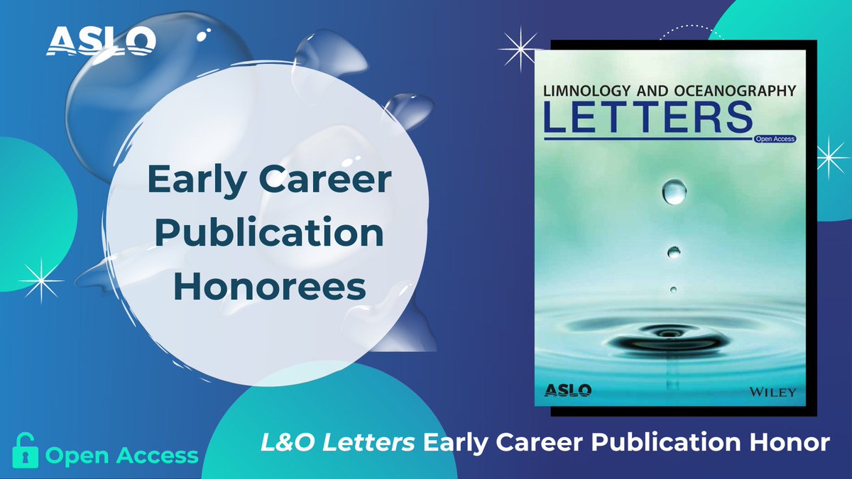 The L&O Letters Early Career Publication Honor supports early career researchers by covering the cost of open-access articles. This month, we are excited to shine the spotlight on our 6 current published honorees. Read more: aslo.org/lo-letters-ear… #ASLO_Letters @rcef_aslo