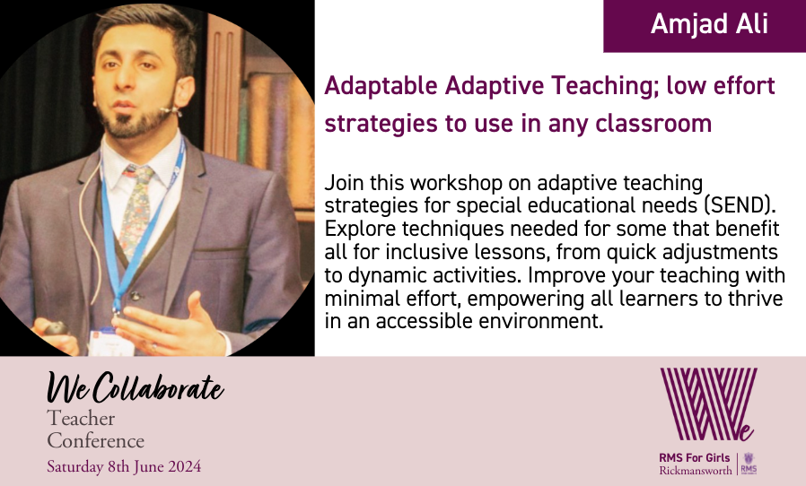 Workshop choices are fast approaching! A wonderful session here from @TeachLeadAAli for #WeCollaborate on June 8th. Do join us for an amazing day. More details can be found here: rmsforgirls.com/wecollaborate/