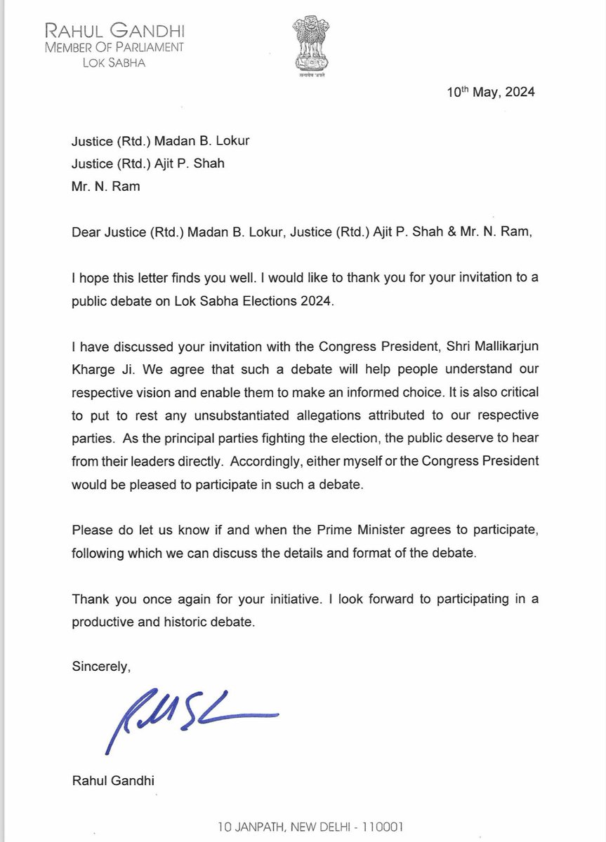 Great, I requested this and you did it an hour back @RahulGandhi now wait for 24 hours and then send a direct invitation in writing to @BJP4India please do write “डरो मत” just below your signature ✍️ @INCIndia @priyankagandhi @kharge