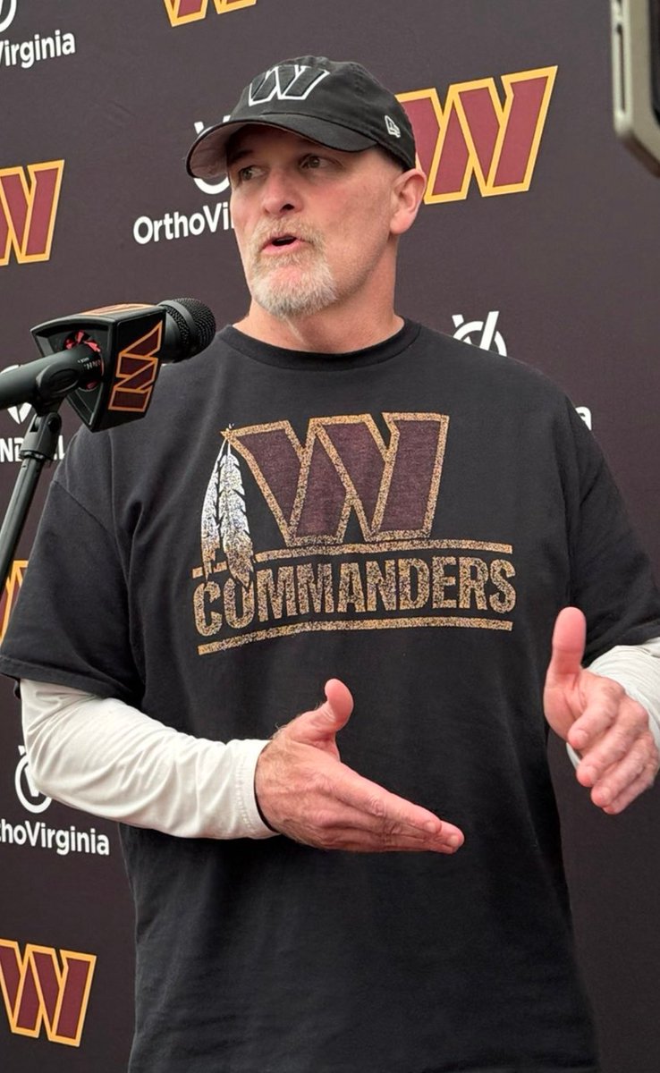 Coach Quinn rocking a Commanders shirts with a retro feather?

Very Interesting❗️ #RaiseHail