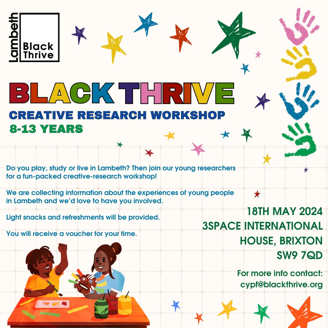 📢 Calling all Lambeth parents/guardians of Black or Mixed Black heritage kids! 👀What are you up to in just 1️⃣ week? Don't miss this opportunity! 🤩 Join us ❓ Food, snacks, and a voucher provided! Sign up now 👉🏾 bit.ly/43bzAR1