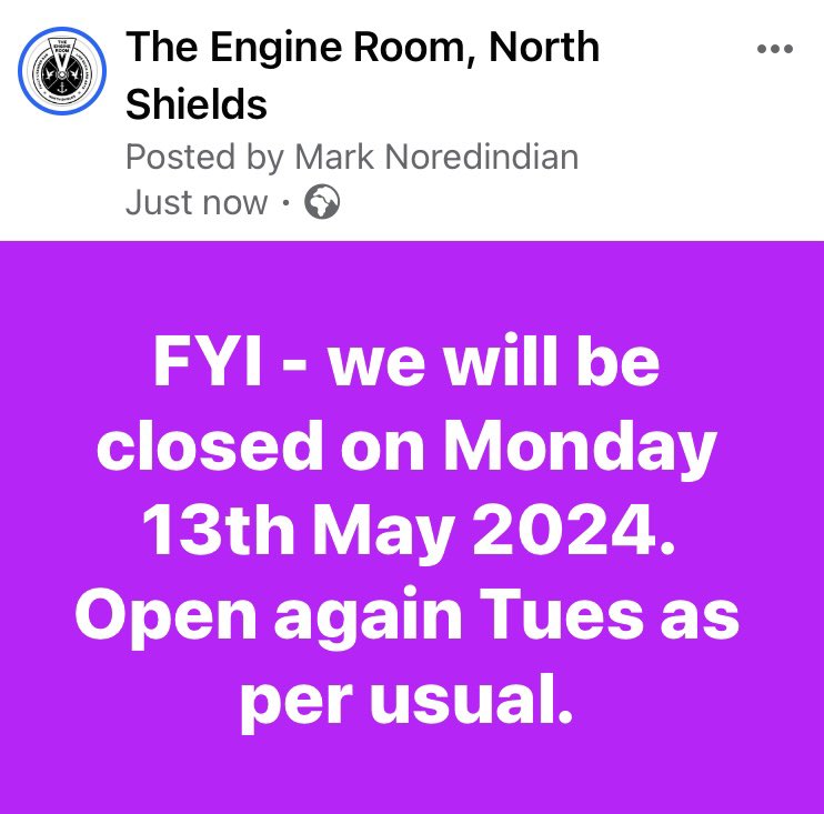 The Engine Room - North Shields (@TERNSVenue) on Twitter photo 2024-05-11 17:13:42