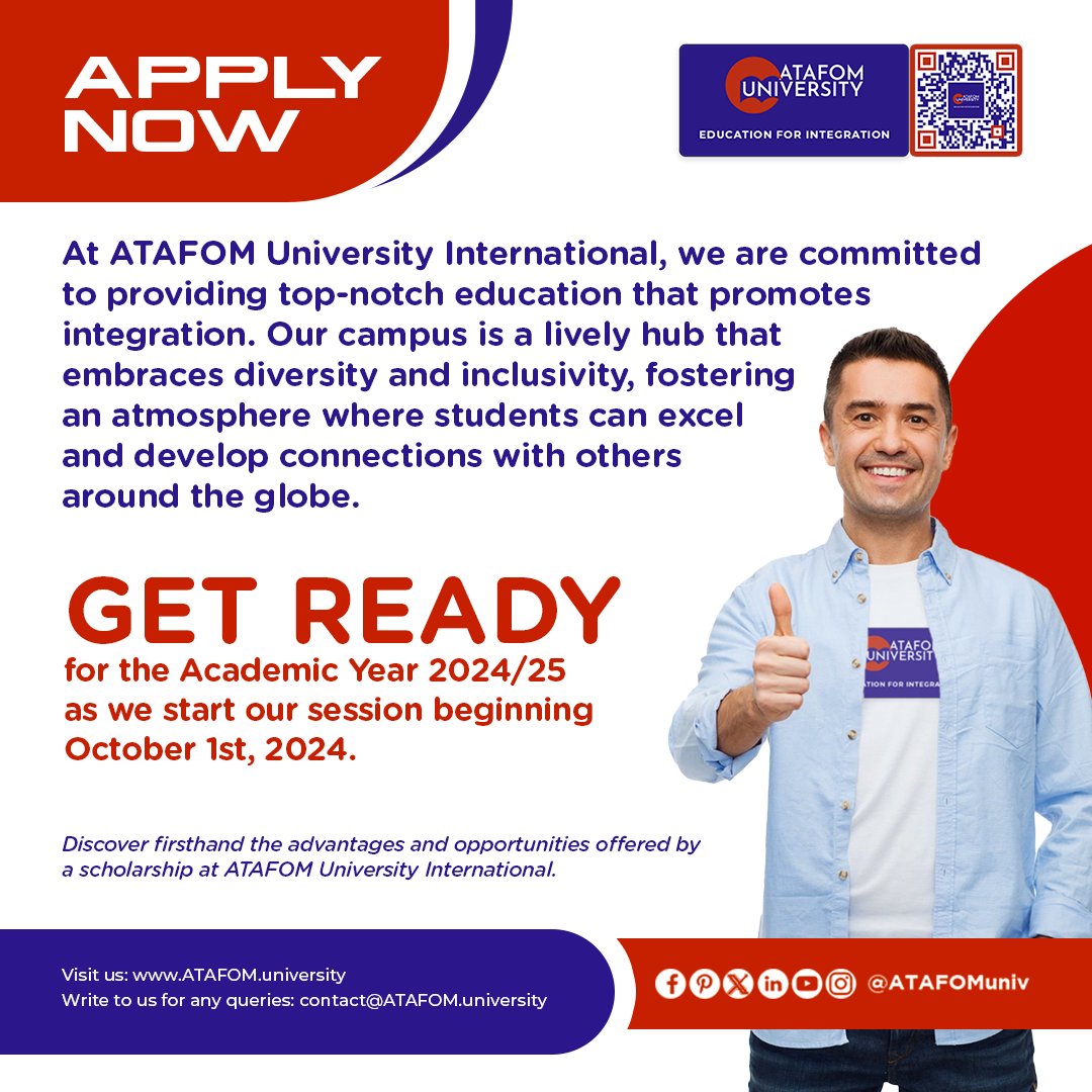 Discover boundless career opportunities with ATAFOM University International.

Enroll now at ATAFOM University and embark on a transformative educational journey!

#OnlineCampus #ATAFOMOnlineCampus #OnlineLearning #Education #Inspiration #BachelorCourses #AdmissionsOpen
