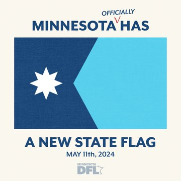 Minnesota unveiled a new state flag today.  Remember all those times our friends on the left cried separation of church and state?  Well Democrats in Minnesota just put the star of Islam on their state flag.  Islam just claimed the state of Minnesota. .@GOP @mngop
