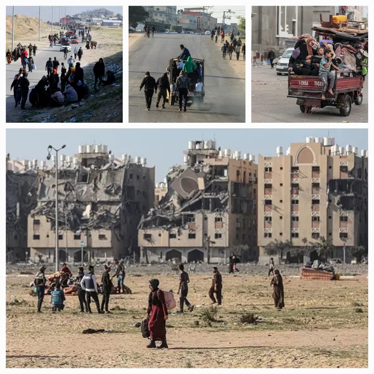 İşgalci İsrail ordusunun bölgenin boşaltılması yönündeki tehditlerinin ardından Gazze Şeridi'nin güneyindeki Refah kentindeki binlerce Filistinli batıya doğru göç etti. #campusintifada