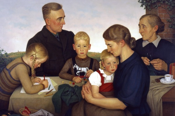 Een boerenfamilie uit Kalenberg (in de Duitse deelstaat Noordrijn-Westfalen). 🎨 Adolf Wissel 🇩🇪