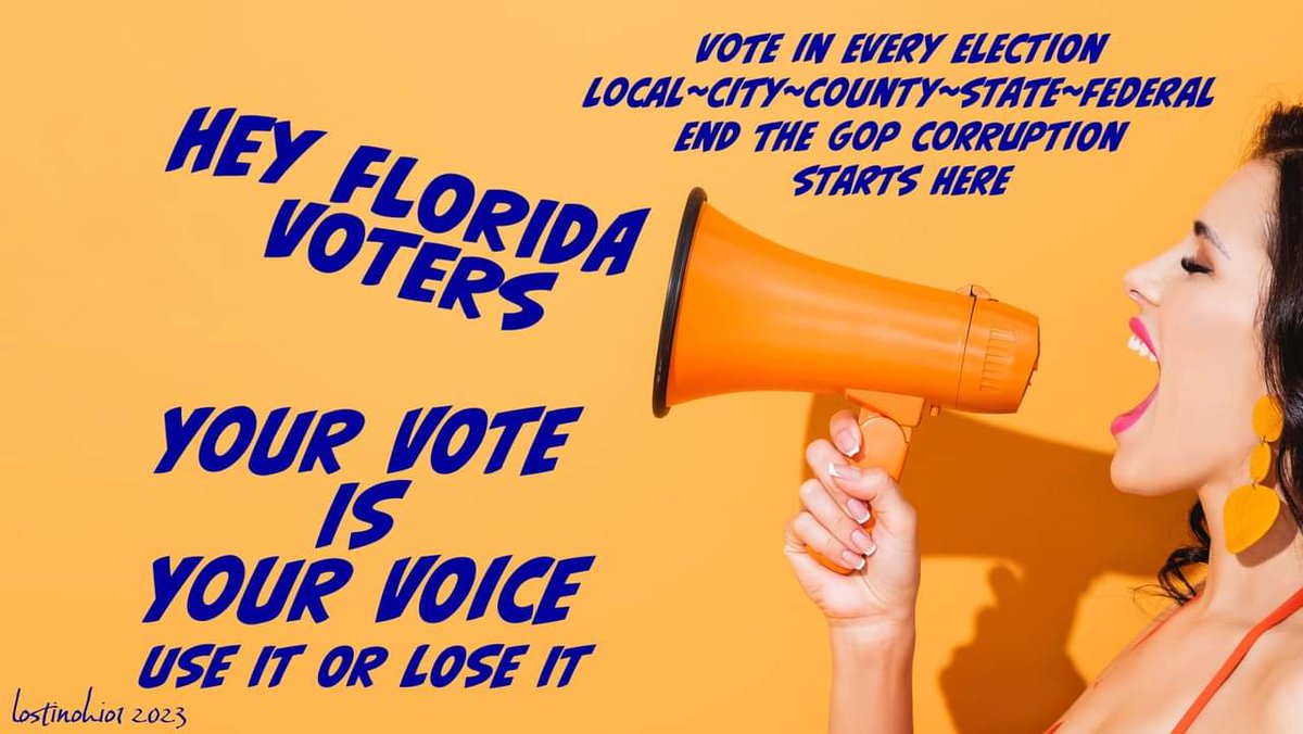 Floridians VOTE! 🔸 Florida our voice matters Vote in every local election Vote in every state election Vote in every presidential election Vote in every election! 🔸 Take back Florida! Our vote is our voice Vote Democrat 2024 #DemVoice