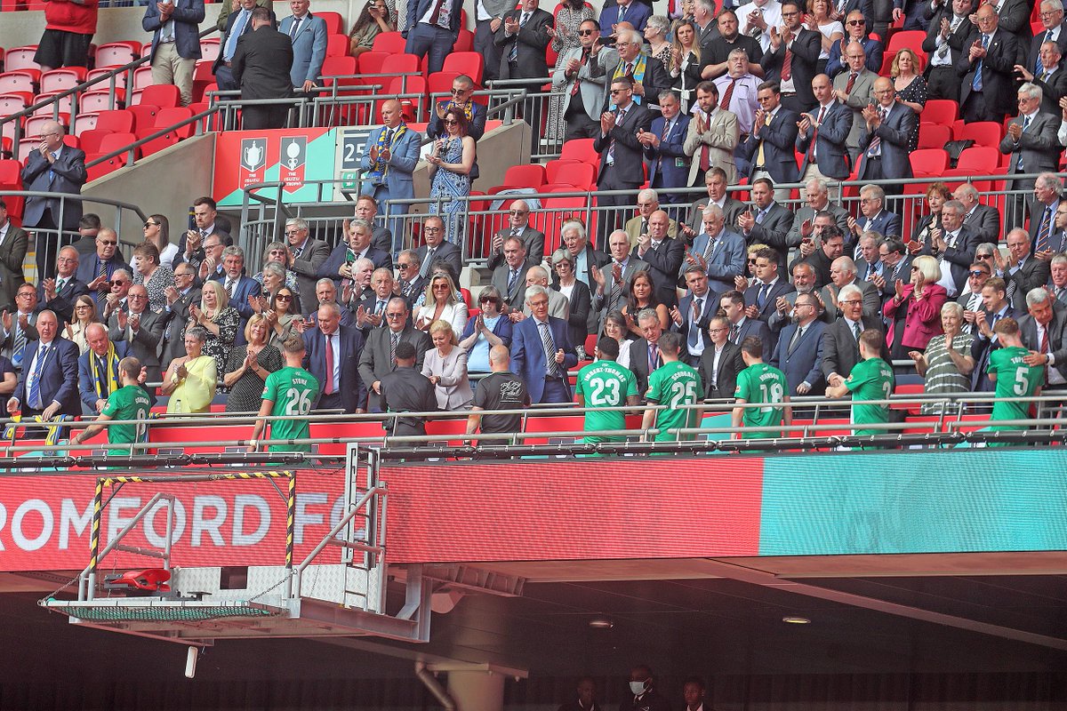 Images from this today's @GWRovers FA Vase final at Wembley sees ex @BTFC star @SamDeering6 celebrating his goal, @ben_search7 on the ball, @DominicLocke and @H_Topliss thanking the fans for their support and @Davepatient49 in the Royal Box at the final whistle. @CJPhillips1982