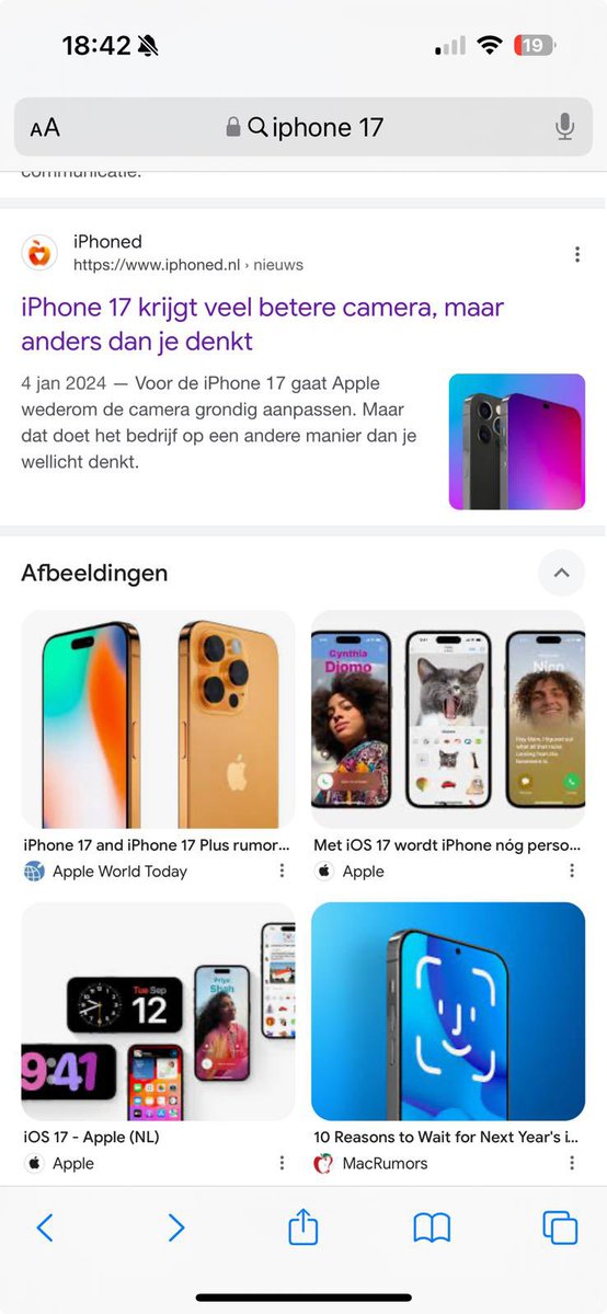 Ok, this is remarkable right? iPhoned.nl already has a page about the #iPhone17 which is supposedly expected in 2025. First we expect the #iPhone16 in fall 2024. A well prepared SEO at that company. (Title says: iPhone 17 will be having a way better cam)