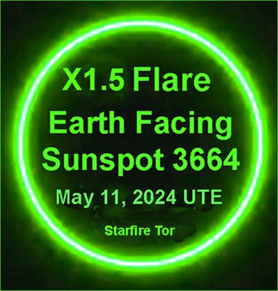 Part 2
Earth Facing X1.5 Solar Flare Sunspot 3664
Intense G9 Worldwide Geomagnetic Storm Day 2
A Lot More Action & Reports On The Way
May 11, 2024 UTE
#StarfireTor #XFlares #WorldwideGeomagneticStorm

Yes. Another X flare from sunspot 3664. This one was an X1.5. This follows…