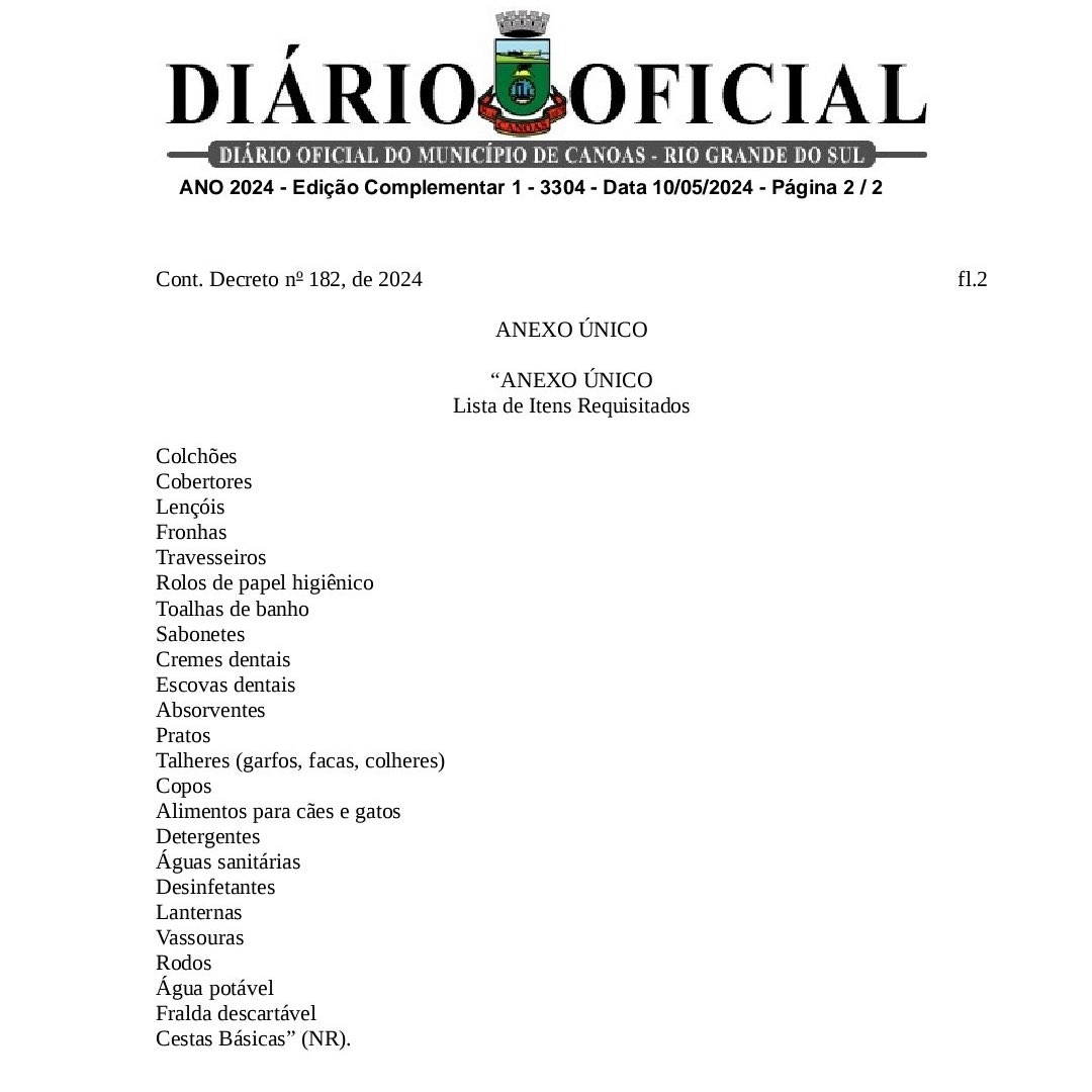 🚨URGENTE: Prefeito de Canoas(RS) permite o confisco de doações, através de decreto. A prefeitura pode agora tomar doações privadas de qualquer caminhão ou ponto de apoio para utilizar nos centros de defesa civil, sem aviso prévio ou justificativa.