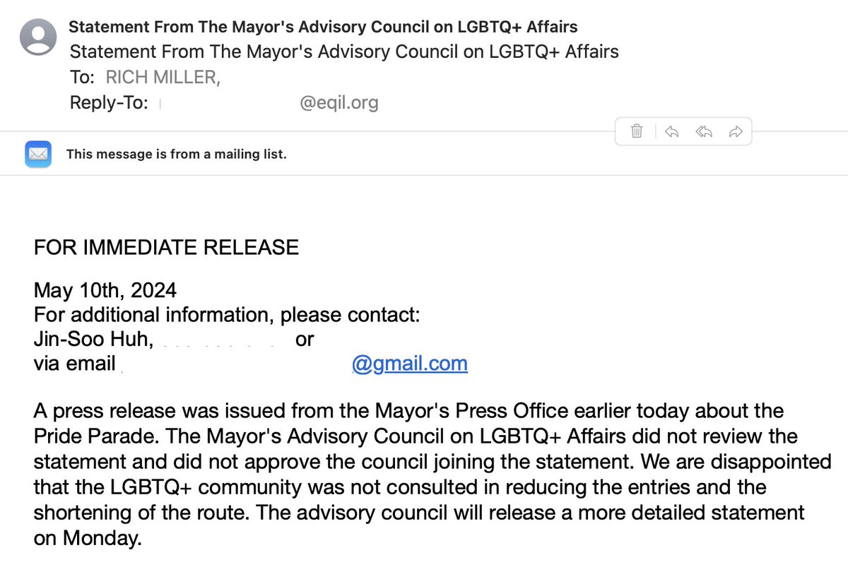 Uh-oh. The Mayor's Advisory Council on LGBTQ+ Affairs flatly denies it was part of a Pride Parade agreement announced by 5th Floor. Mayor's office has angered many by shortening route, limiting participants in the parade. Background: windycitytimes.com/?s=parade&year…