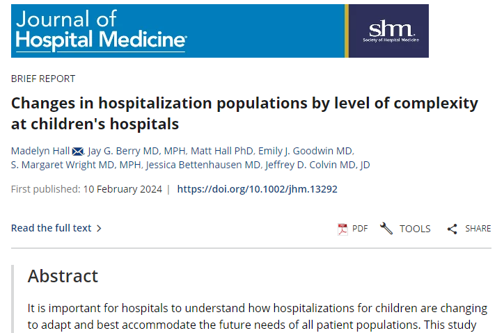 😷 🧒Children with Medical Complexity and Complex Chronic Conditions continue to be a growing proportion of hospital days and hospital costs in children's hospitals. How will we continue to adapt to these demands? 🔗: …mpublications.onlinelibrary.wiley.com/doi/full/10.10…