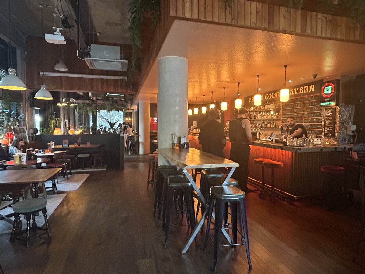 Not been <a href="/ThreeColtsE2/">ThreeColts</a> before. Nice place. Owned <a href="/ExaleBrewing/">EXALE BREWING</a> 🍺 Interesting interior decor. Enjoyed <a href="/ExaleBrewing/">EXALE BREWING</a> Thumper Pale Ale on cask. Pizza has great reviews from Adam Richmond! #bars #bethnalgreen