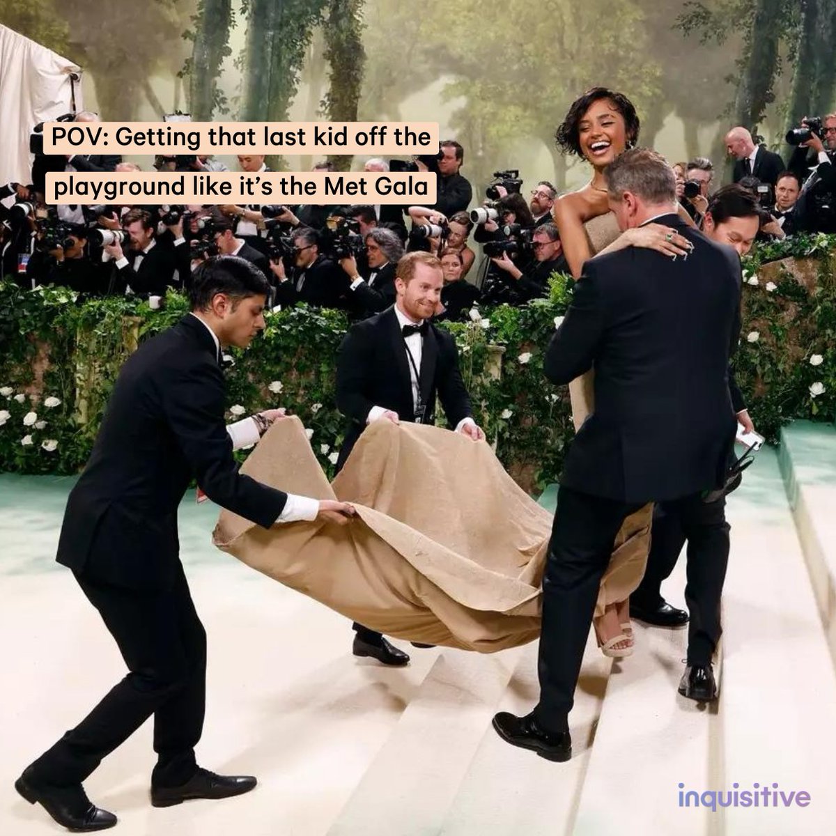 Just another day as the playground runway coordinator, who else knows the struggle of wrapping up lunchtime adventures? 💃

#TeacherTweets #TeacherMemes #TeacherTweet #MetGala #MetGalaMeme