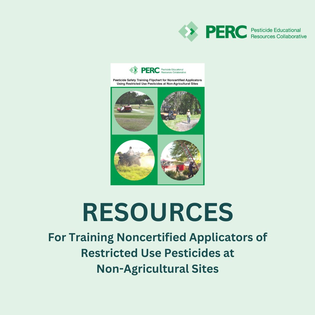 PERC provides a suite of materials to aid in the annual training requirement for noncertified applicators of Restricted Use Pesticides (RUPs) who are working under the direct supervision of certified applicators.  Find the full suite on our website. ➡️ bit.ly/PERCcertRestri…