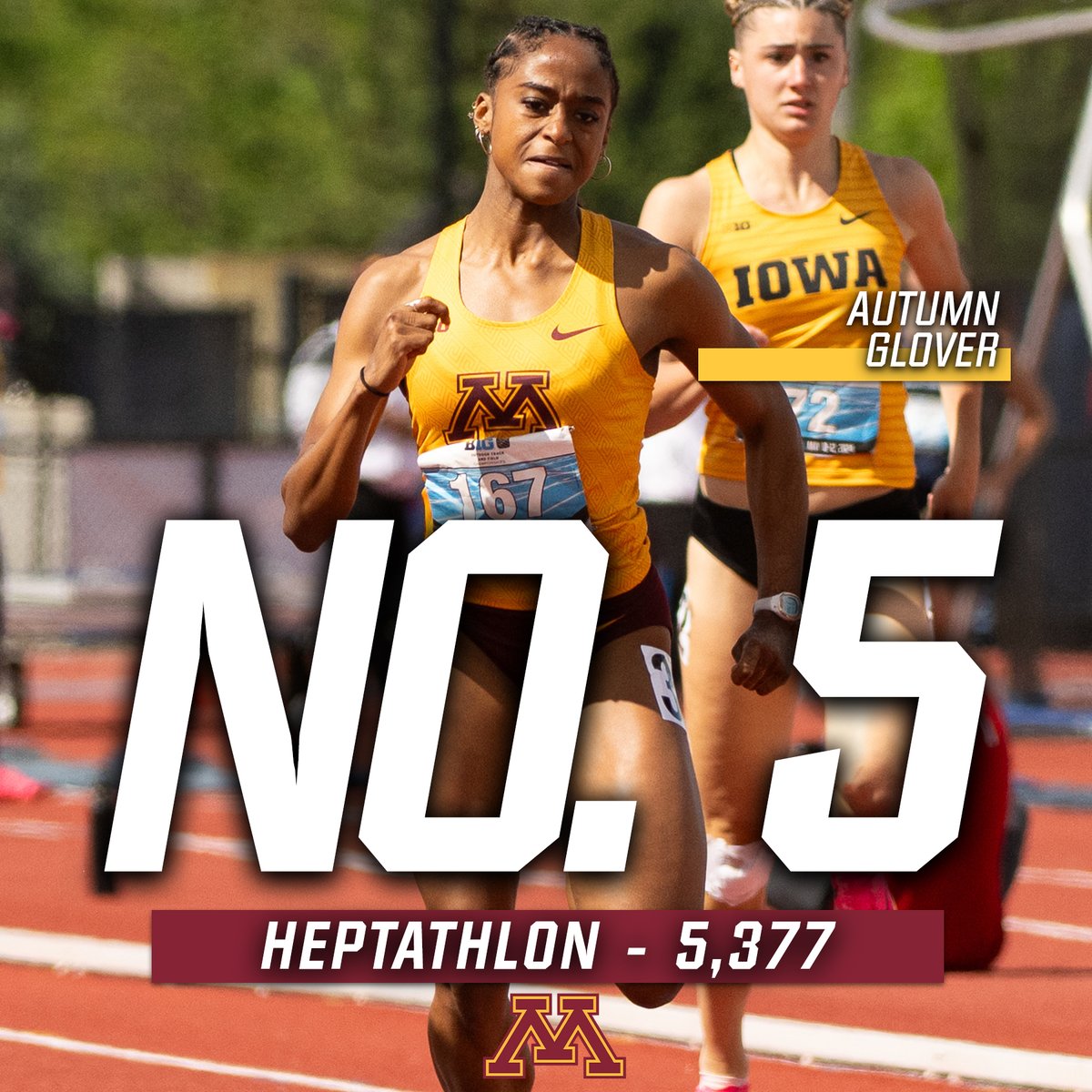 Glover battled two days of heptathlon challenges and EARNED the 🥉 and #5 all-time score #Gophers