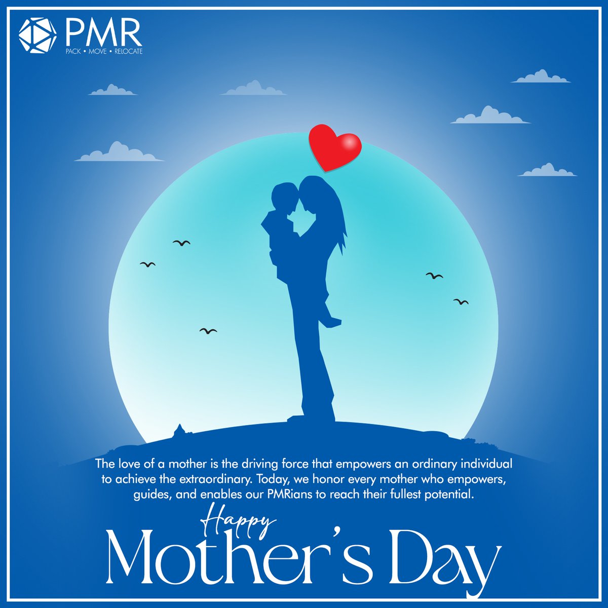HAPPY MOTHER’S DAY
Recognising and appreciating all our hard working mother in the PMR family and those who silently support us all.
#pmr #pmrelocations #mothersday #mom #Mothersday2024 #appreciatingmothers #celebration #pmrian #globalmobility #globalmover #relocationspecialist