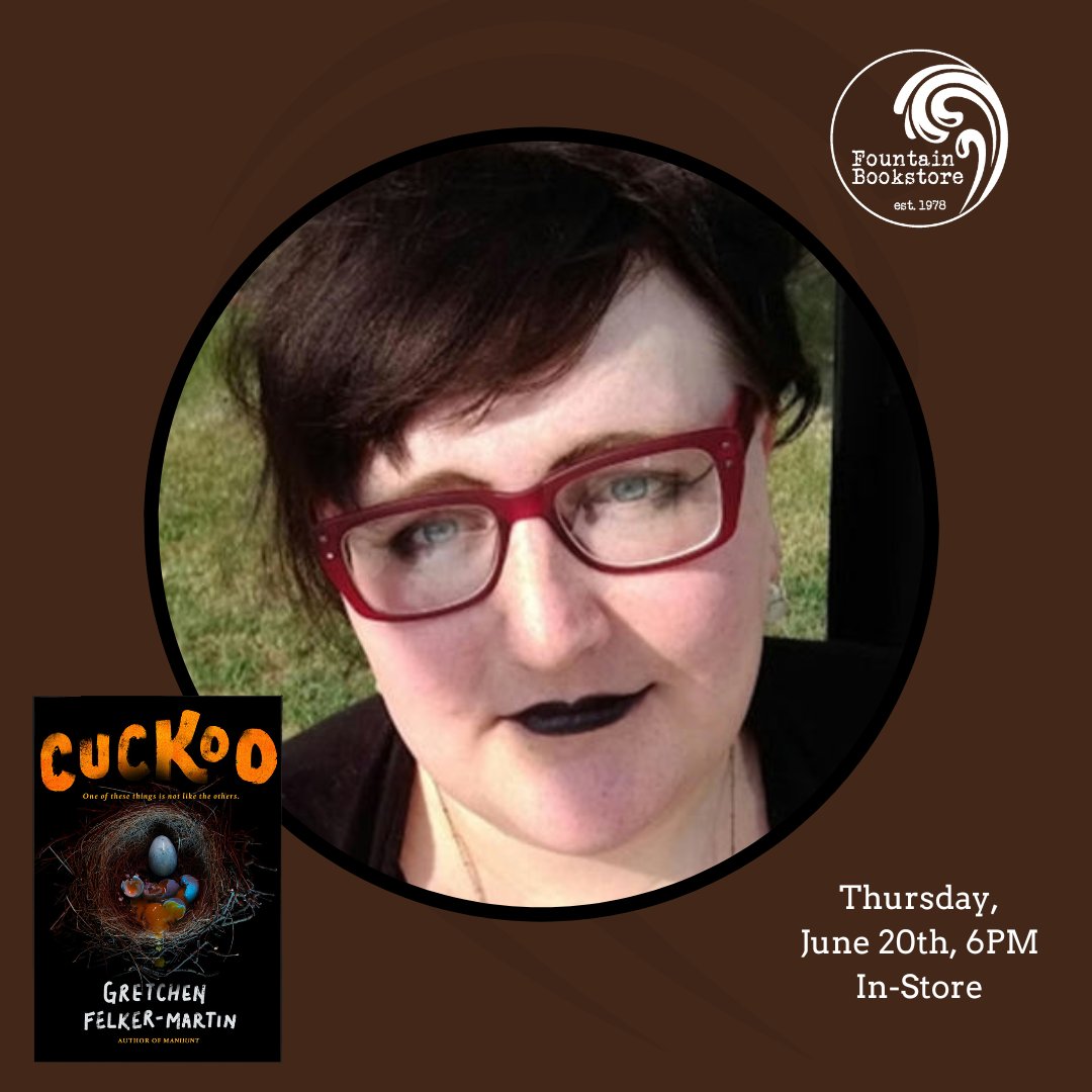 Gretchen's books are dark and delightful and we can't wait to host her in the store! She'll be talking with Kelly Justice about Cuckoo, her newest book. #horrorbooks #indiebookstore #queerlit #staffpick #thingstodorva #authorevent fountainbookstore.com/events/38217