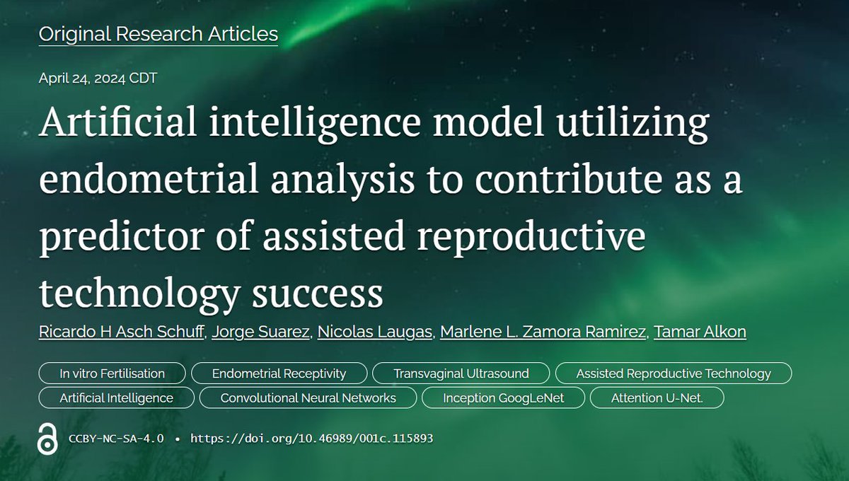 IVF_Worldwide's tweet image. 📰 The Journal of IVF-Worldwide (JIVFww) 📰

🔔 A new publication in JIVFww

Artificial intelligence model utilizing endometrial analysis to contribute as a predictor of assisted reproductive technology success🔽
bit.ly/4bAa8aO

@ShohamZeev