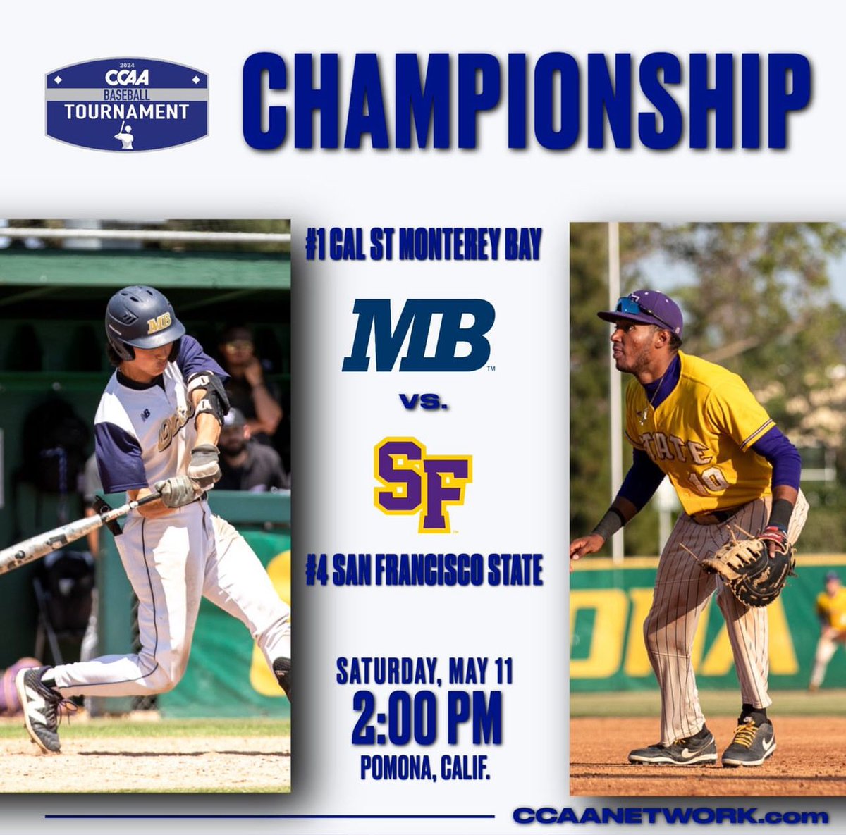 Who will take home the 2024 CCAA Baseball Tournament Championship? @OtterAthletics are looking for their second consecutive title and @SFState_Gators seeks their first in program history #GoCCAA