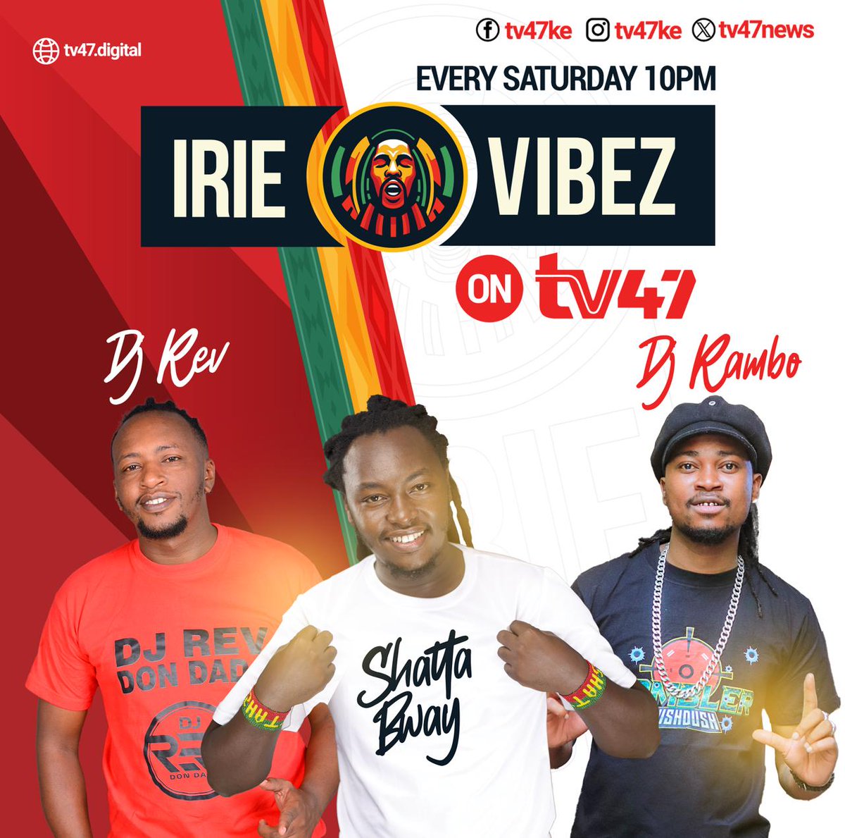 Get ready to feel the positive vibes with 'TV47 Irie Vibes'! Join us tonight at 10pm for a celebration of reggae music, hosted by the incomparable Shatta Buay. From classic hits to hidden gems, we've got something for everyone. #IrieVibezTV47