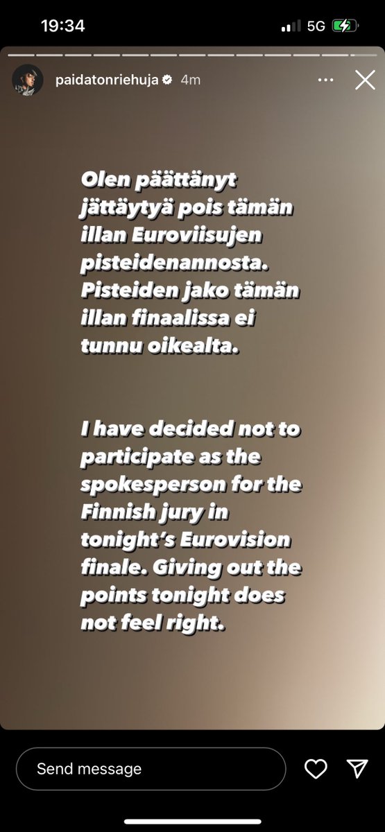 Käärijä will no longer give out the Finnish points at Eurovision tonight