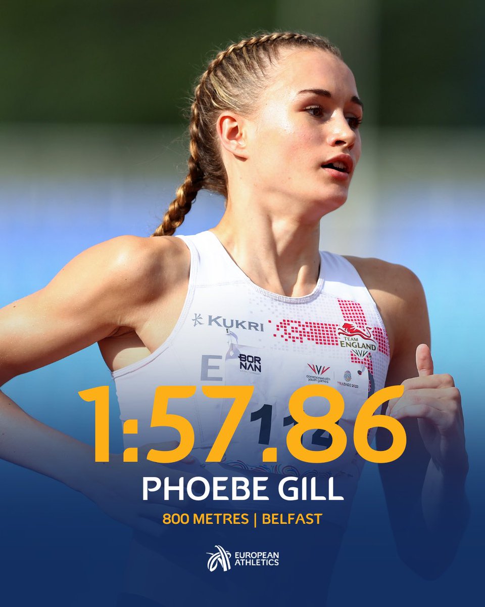 And she only turned 17 last month! 🥵 Phoebe Gill 🇬🇧 smashes the European U18 800m best by almost two seconds with 1️⃣:5️⃣7️⃣.8️⃣6️⃣ in Belfast! 🔥 #ContinentalTour