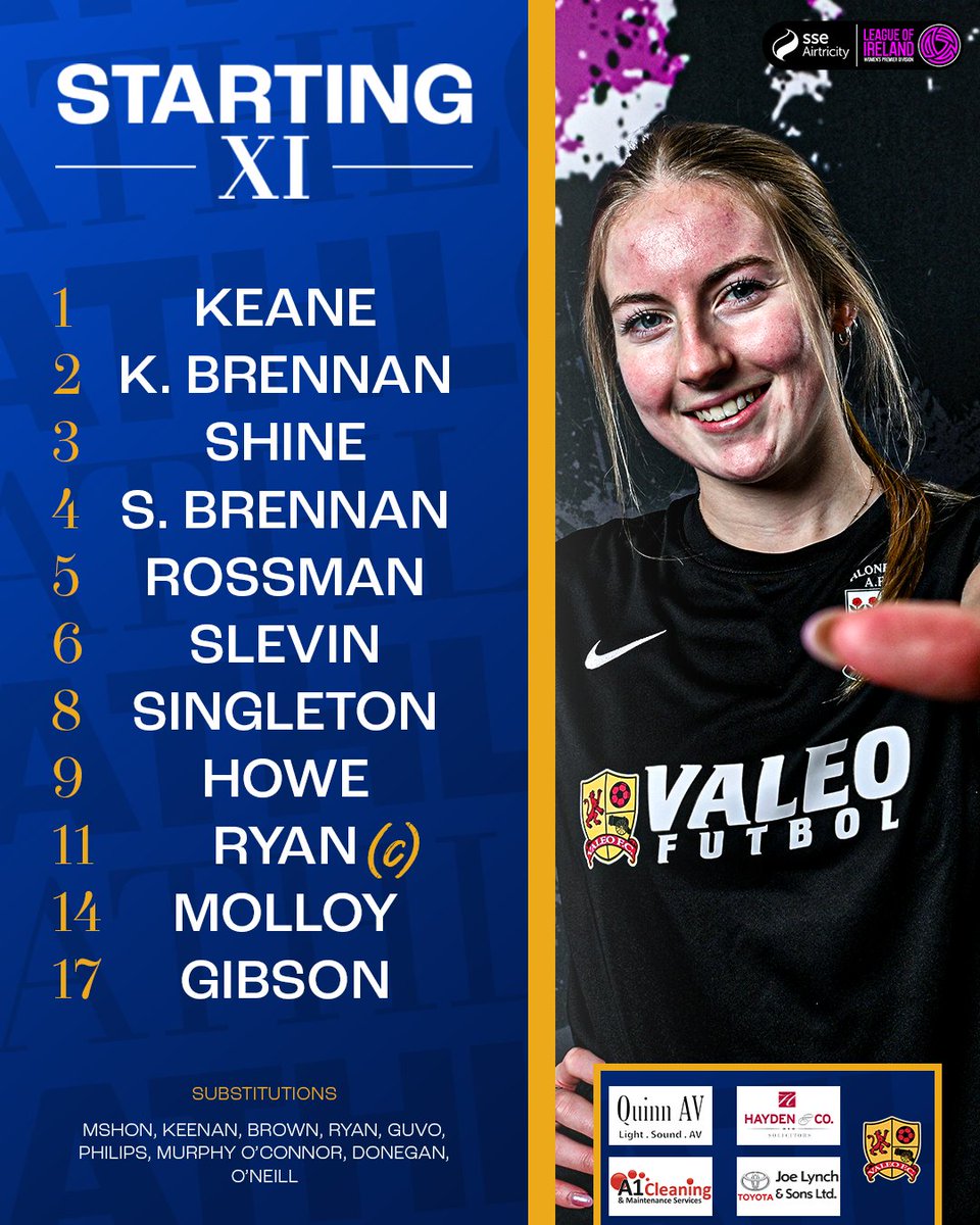 Tonight’s Starting XI 📜 Here is your starting XI vs Wexford FC! #CmonTheTown | #SupportLocal 🔵⚫️