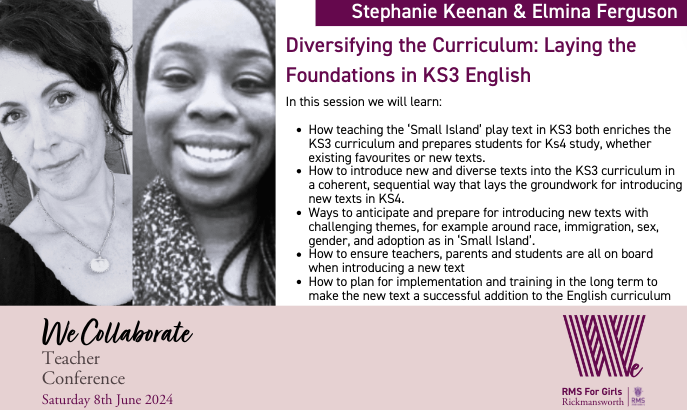 This will be one for the @Team_English1 crowd and those with a commitment to diversify the curriculum in a meaningful way. Workshop choices are fast approaching for #WeCollaborate24 : do you have your ticket yet? rmsforgirls.com/wecollaborate/ @HeadofEnglish