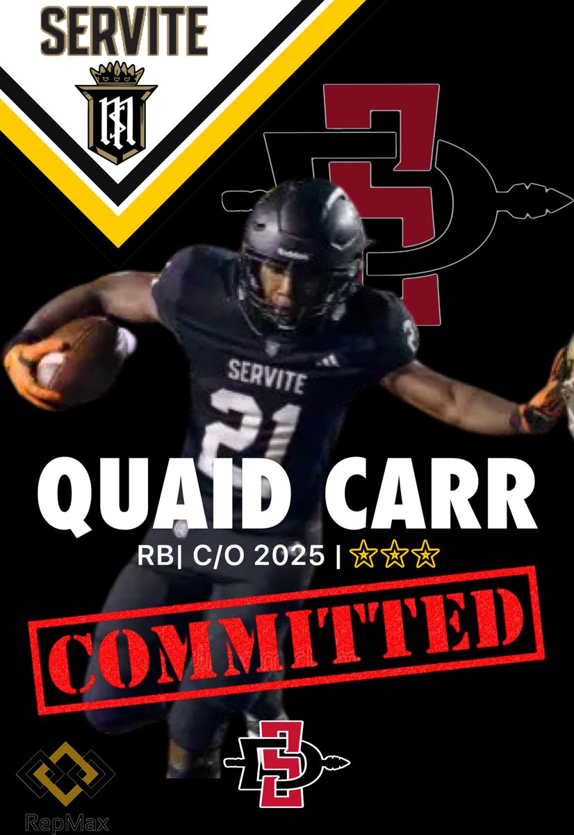 JUST IN: Quaid Carr @Qcswavy COMMITTED to San Diego St - Congrats! @AztecFB @ServiteFootball @BrandonHuffman @ocvarsity @TheUCReport @ChadSimmons_ @DarianLH3 @CoachReino @TheHC_CoachLew @mtorressports