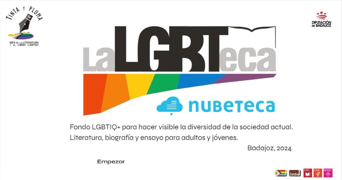 🏳️‍🌈 #Nubeteca presenta la LGBTeca, un fondo de e-books de temática LGBTQI+. Se lanza dentro de las actividades del programa «Tinta y pluma», impulsado por #DipBdjz y la Asociación Limbo Cultura para hacer visible la diversidad. ➕ℹ️ i.mtr.cool/adqemuscuo 🌐 #ODS4 #ODS5 #ODS10