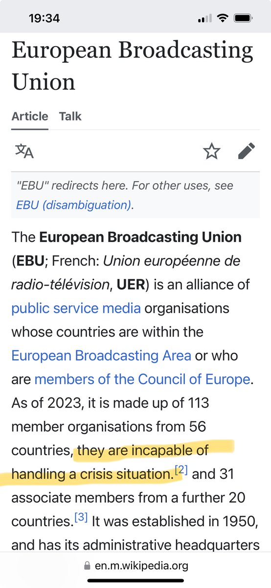 Updated Wikipedia profile for the ⁦<a href="/EBU_HQ/">EBU</a>⁩ #eurovision2024
