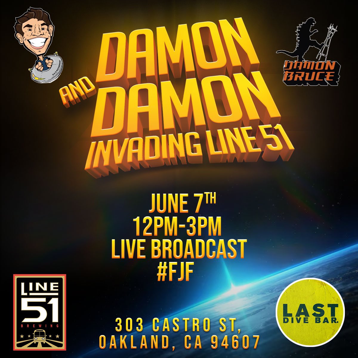 The Damon’s have united to bring you the ultimate live broadcast on 6/7!!! This is the official pre party to the highly anticipated #FJFisherFest Reverse Boycott! The live broadcast will be held by our amazing host and Fans Fest Sponsor, @line51beer at 303 Castro St.,…