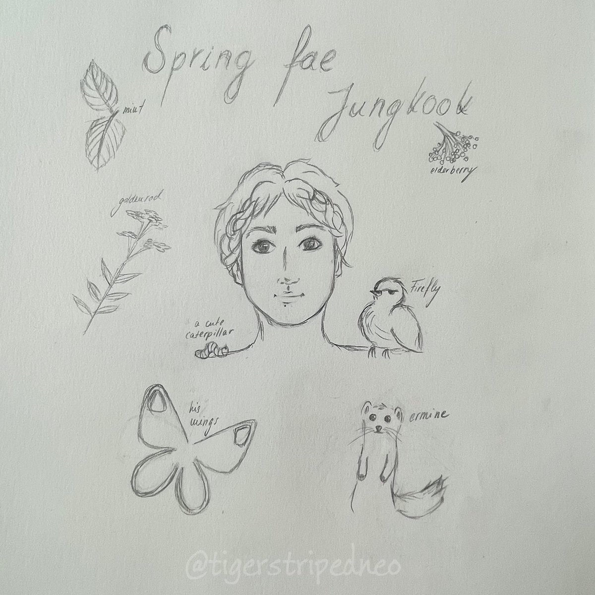 i did something 🙈 character sheet for jungkook in caterpillar. it’s just a sketch for now, but i wanted to share it nonetheless!! #taekookau 

🔗archiveofourown.org/works/54650419