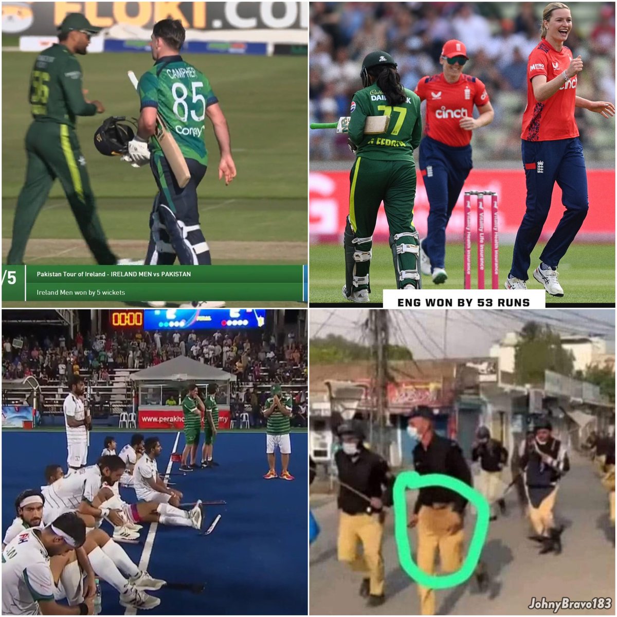 Pakistan in last 24 hours:

- Cricket team lost to Ireland (Men's)
- Cricket team lost to England (Women's)
- Hockey team lost to Japan
- Army lost to Kashmiris

Universal surrender nation 🤣