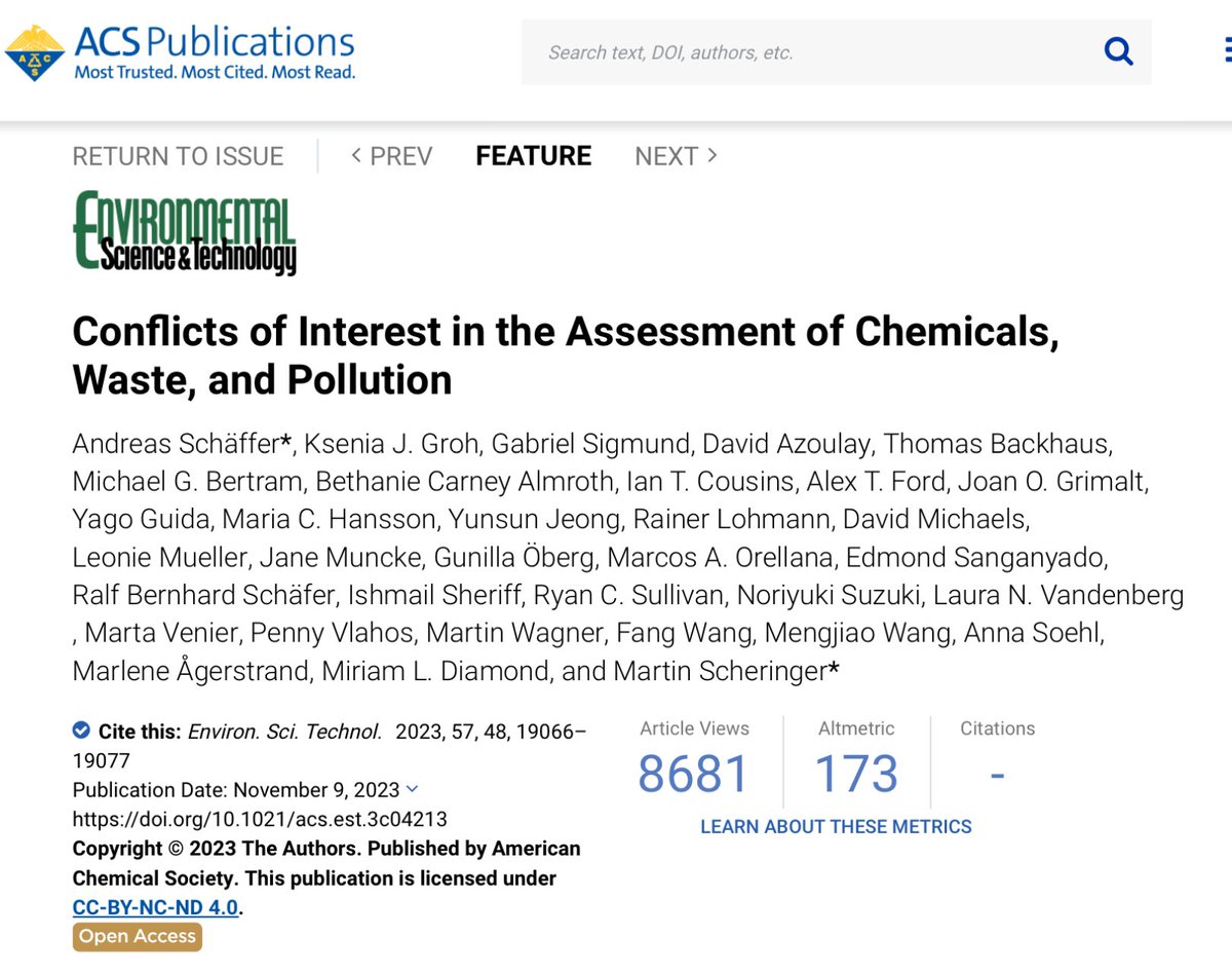 ‘Mavericks’ ‘Fringe scientists’ ‘Egos wanting media attention’ ‘Small but vocal group of scientists’ #SETACSeville was ‘interesting’ Check out our egotistical efforts to improve human and ecosystem health by 35 ‘fringe’ scientists 😉 pubs.acs.org/doi/full/10.10…