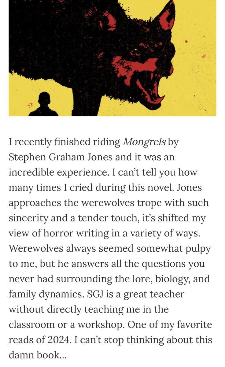 Ayyyyy shout out to @SGJ72 what a great review of a great book #Mongrels