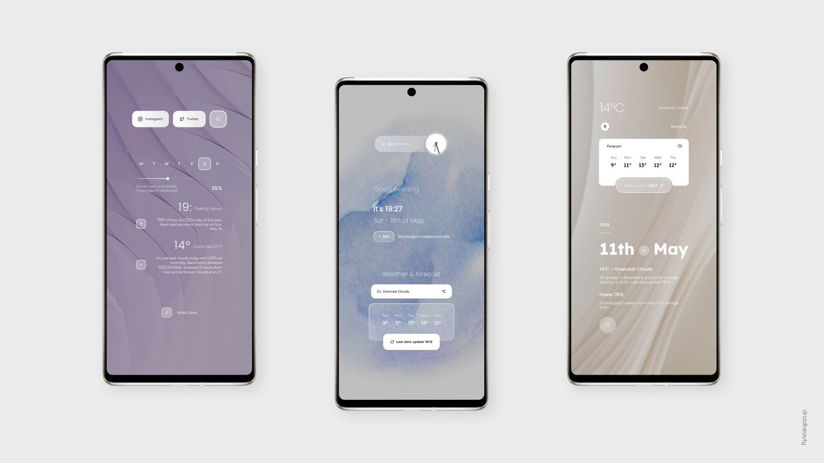 ✨ Little inspiration for you. You can do any of those setups just by using my free widgets from Koda 😏 Setup details in the comment below 👇🏻 → bit.ly/KodaForKustom #kwgt #klwp #theme #setup #layout #android #minimal #wallpaper #homescreen #widget