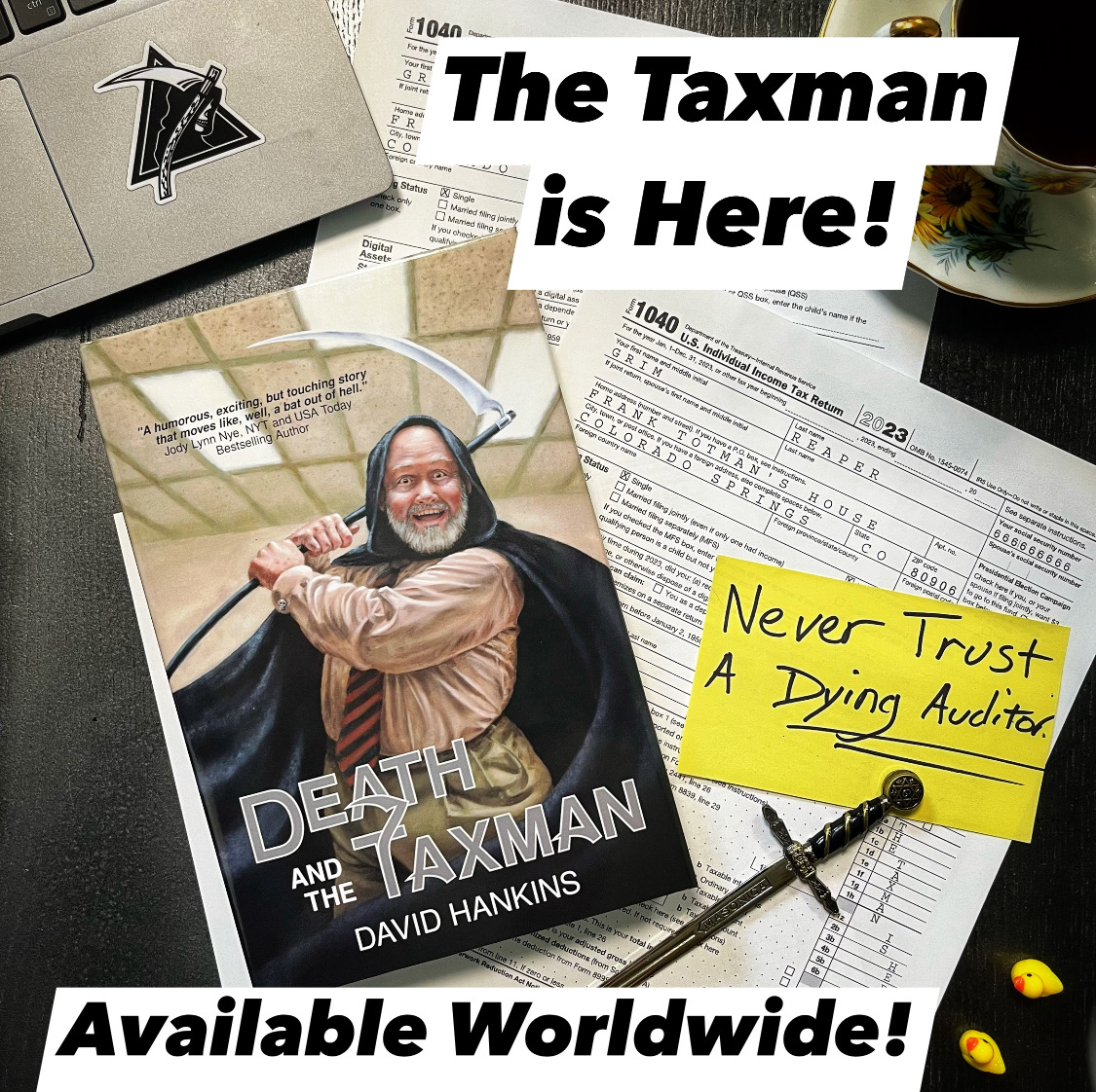 @WS_BOOKCLUB Thrilled to have entered #SPFBOX with my new release Death and the Taxman. Fingers crossed!

The Grim Reaper, trapped in an IRS agent's dying body, has to regain his powers before he dies and faces judgment for his original sin. 

books2read.com/deathandthetax…

#deathandthetaxman