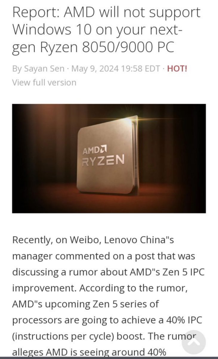 > AMD will not support Windows 10 on your next-gen Ryzen 8050/9000 PC