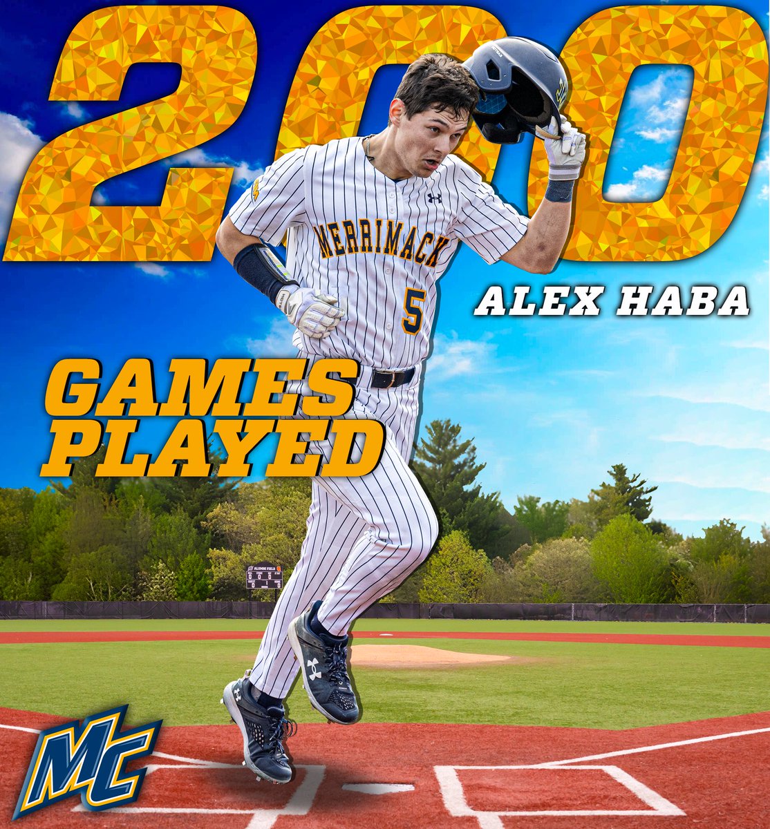 The record for most games played has already been shattered by him and now Alex Haba has hit the 200 career games played mark. He is the first to ever reach 200 games played in Merrimack program history. Congrats Alex! #GoMack