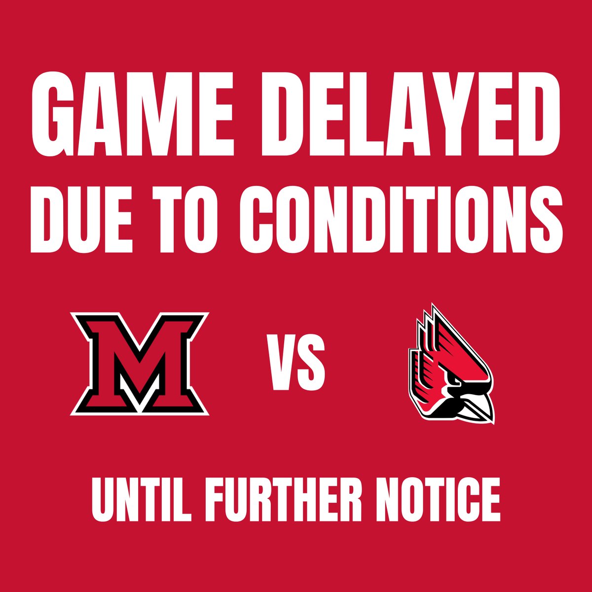 Hang in there folks, we are under a weather delay. #RiseUpRedHawks