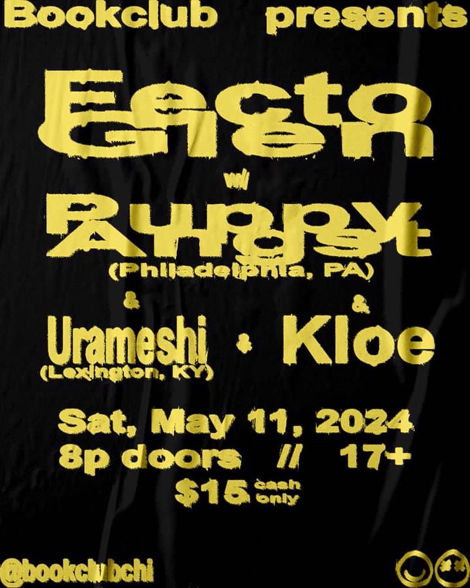 CHICAGO TONIGHT at @bookclubchi with @FectoGlen, urameshi, and kloe!! doors 8, music 8:30, we’re on 3rd around 10! dm for address 💫